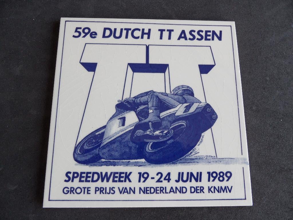 TT Assen 1989 motorwegrace tegel, Grote Prijs van Nederland, Verzamelen, Verzenden, Zo goed als nieuw, Motoren