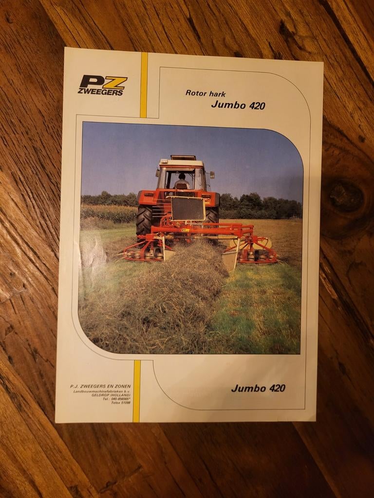 tractor folder PZ zweegers rotor hark Jumbo 420, Boeken, Catalogussen en Folders, Ophalen of Verzenden