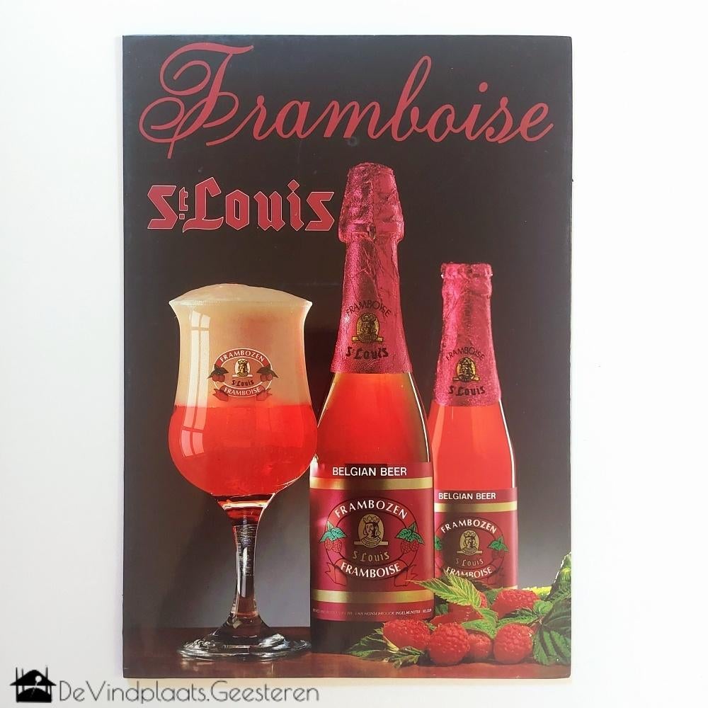 Framboise St. Louis oud reclamebord, Verzamelen, Biermerken, Ophalen of Verzenden, Zo goed als nieuw, Reclamebord, Plaat of Schild