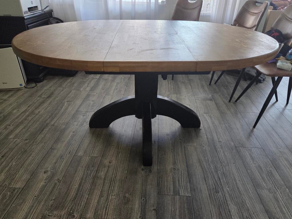 Uitschuifbare eettafel met 4 stoelen - Wegens verhuizing, Huis en Inrichting, Tafels | Eettafels, Ophalen, Gebruikt, Eikenhout