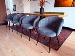 4 nette grijze velvet eetkamerstoelen, Ophalen of Verzenden, Zo goed als nieuw, Vier, Kuip schelp