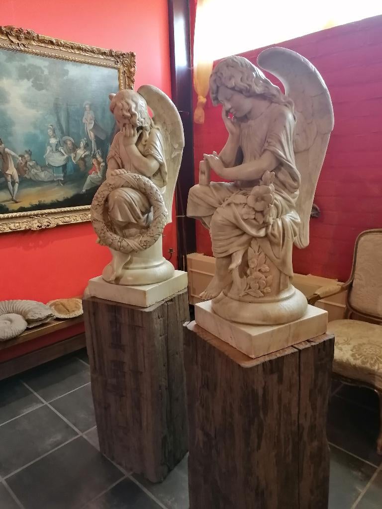 uniek antiek koppel carrara marmer engelen, Ophalen