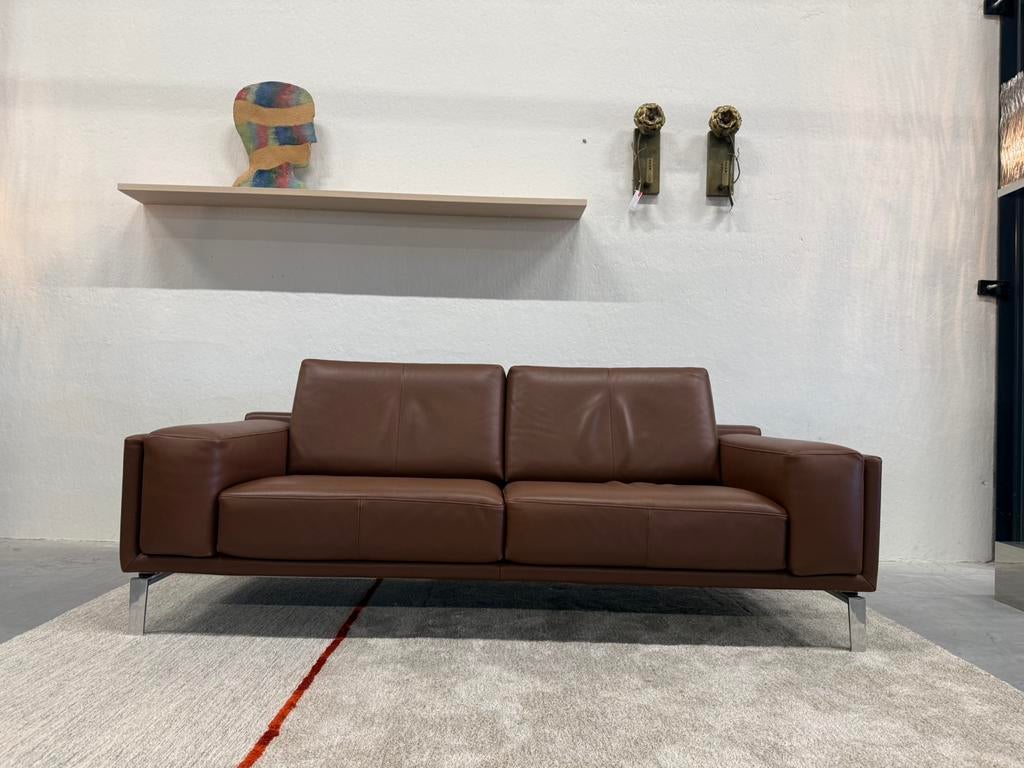 Leolux Bellice Bank 2x80 Negev leer Duna Design 213, Leolux, Ophalen of Verzenden, Rechte bank, 200 tot 250 cm