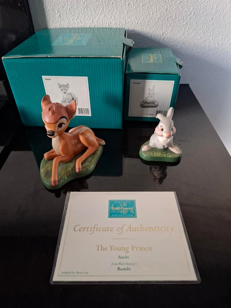 Disney wdcc set bambi met stampertje, Verzamelen, Disney, Ophalen, Zo goed als nieuw, Beeldje of Figuurtje