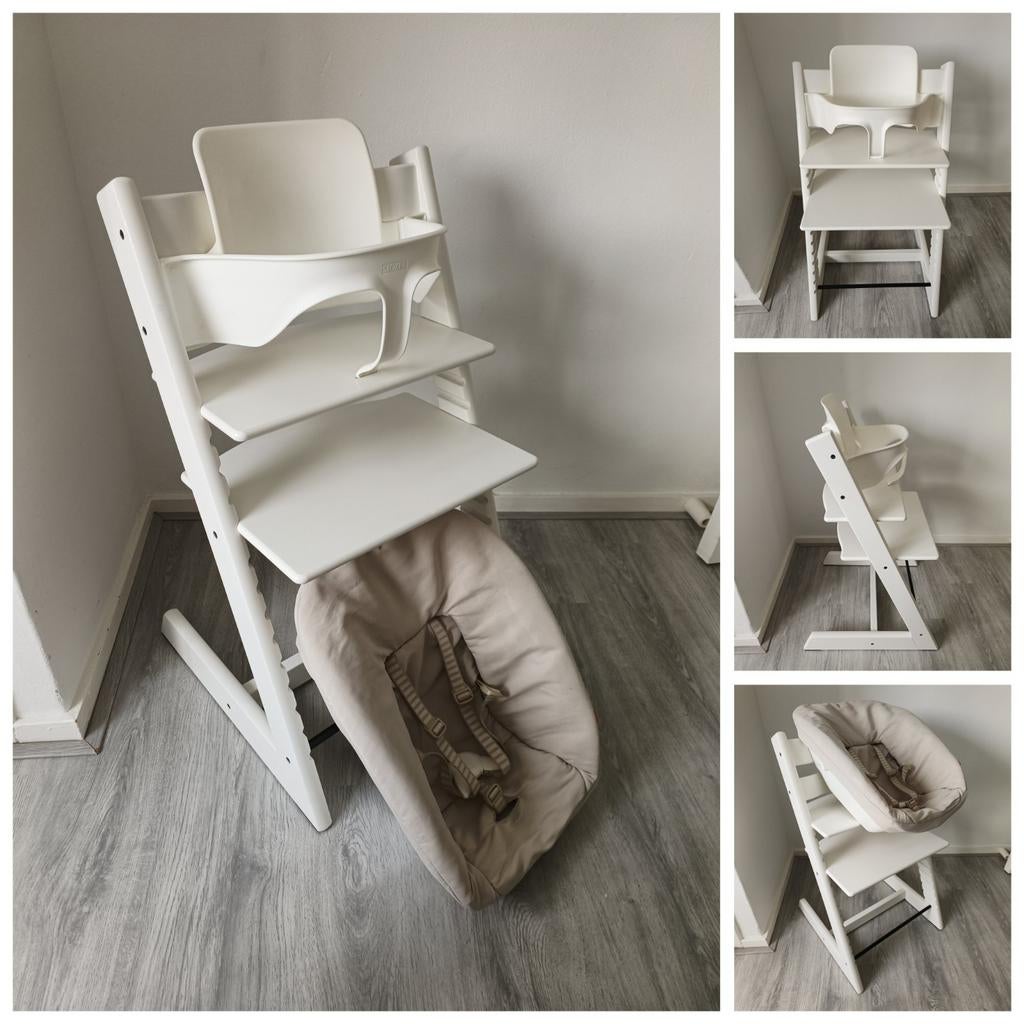 Stokke Tripp Trapp wit+babyset, newbornset evt.2 beschikbaar, Kinderen en Baby's, Kinderstoelen, Ophalen of Verzenden, Zo goed als nieuw