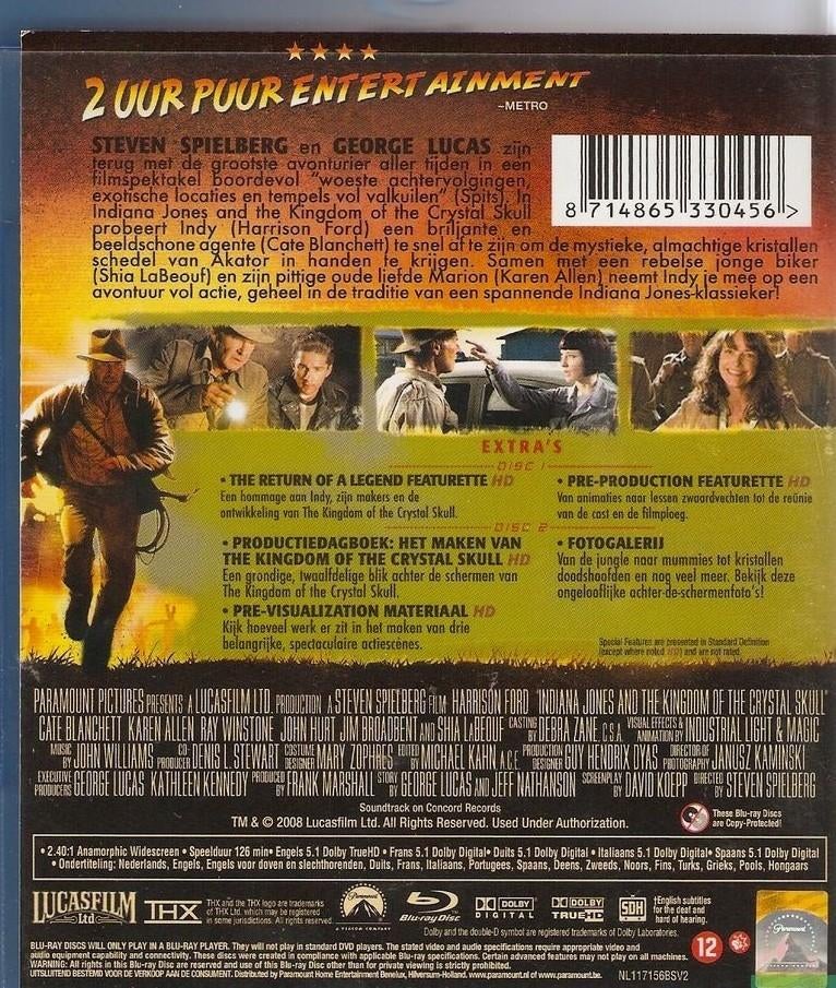 Indiana Jones And The Kingdom Of The Crystal Skull (Blu-ray), Ophalen of Verzenden, Zo goed als nieuw, Actie