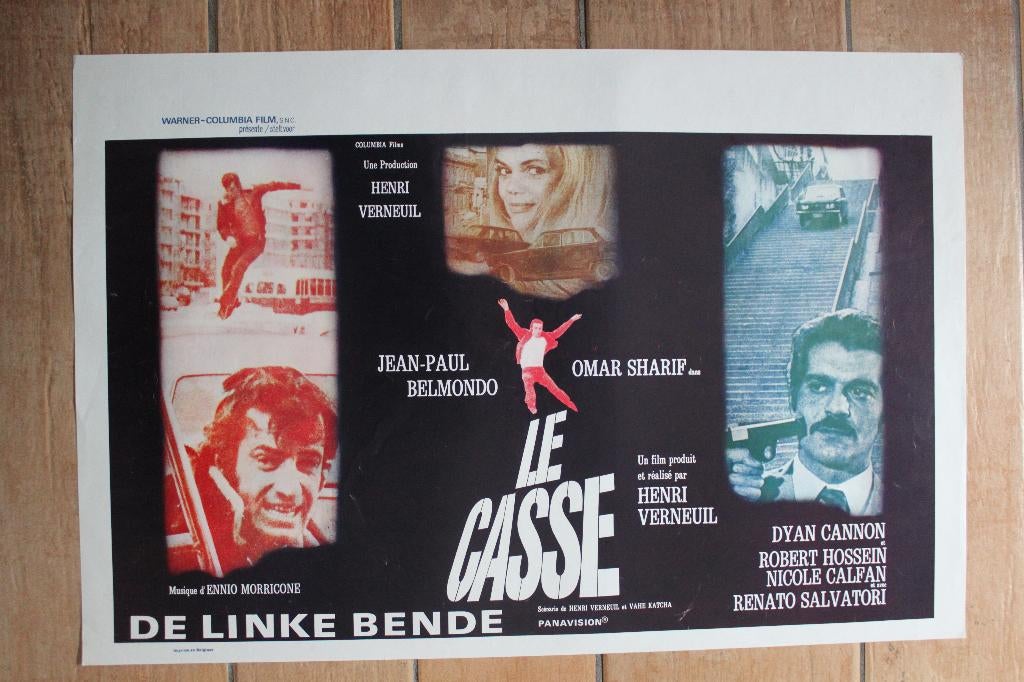 filmaffiche Jean-Paul Belmondo le casse filmposter, Rechthoekig Liggend, Ophalen of Verzenden, Zo goed als nieuw, A1 t/m A3
