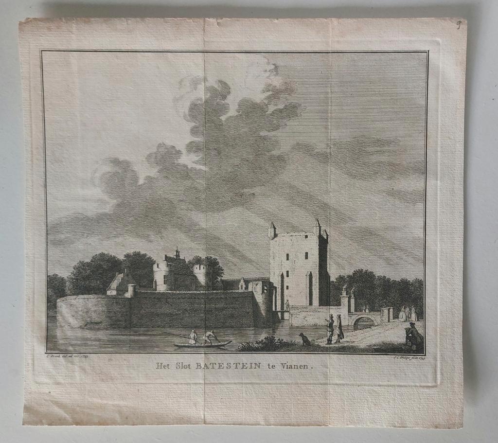 9 Slot Batenstein te Vianen van J.C. Philips uit 1749, Ophalen of Verzenden