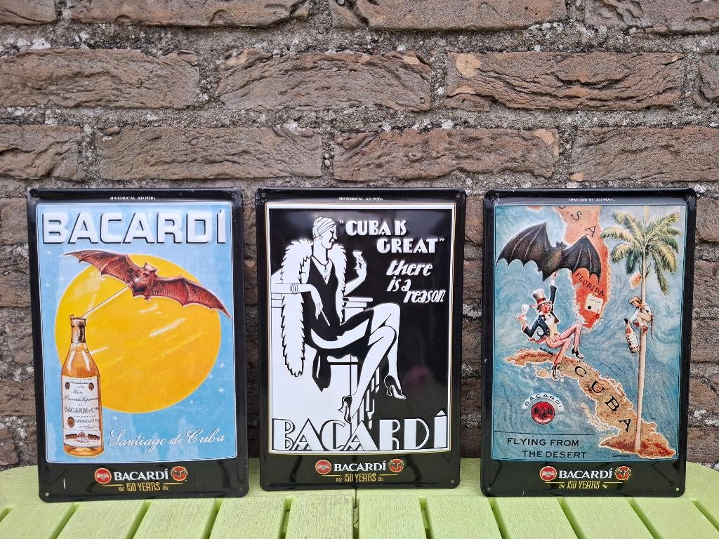 3 x Reclamebord Bacardi, Verzamelen, Ophalen of Verzenden, Nieuw, Reclamebord