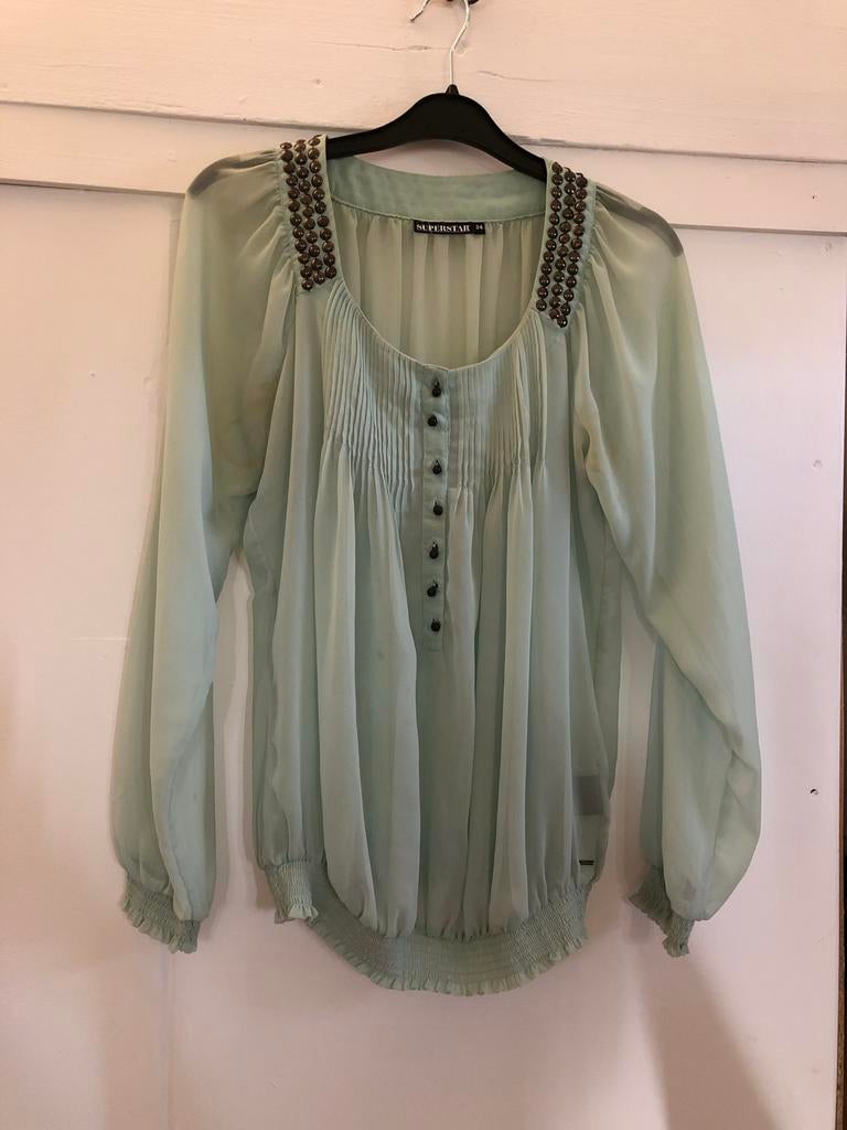 Superstar blouse maat 34 met studs, Ophalen of Verzenden, Gedragen, Maat 34 (XS) of kleiner, Groen