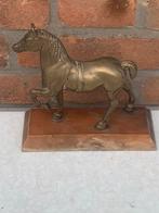 Vintage messing paard op houten sokkel, Ophalen of Verzenden