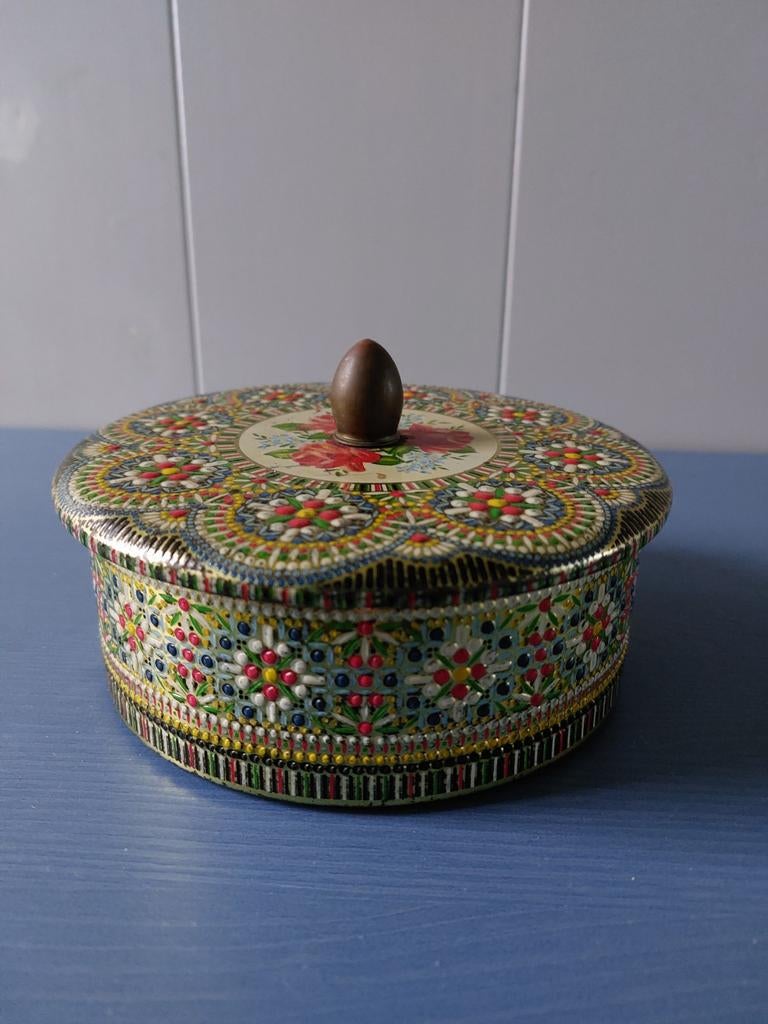 Vintage mozaïek kraaltjes blik jaren 30, Ophalen of Verzenden