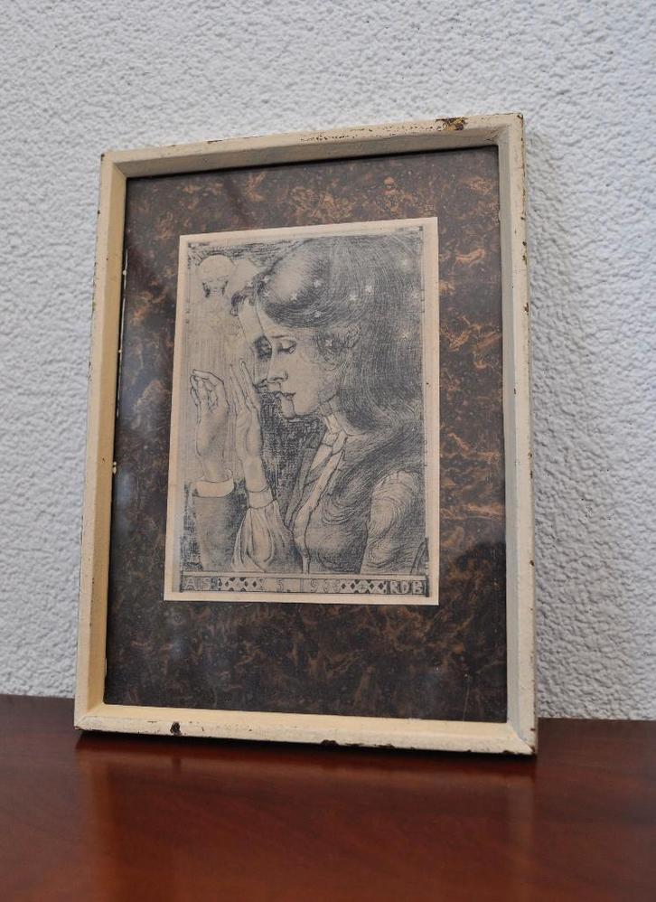 Het Huwelijk Jan Toorop 1906 19 cm Isografie ?, Verzamelen, Foto's en Prenten, Gebruikt, Overige onderwerpen, Voor 1940, Ophalen of Verzenden