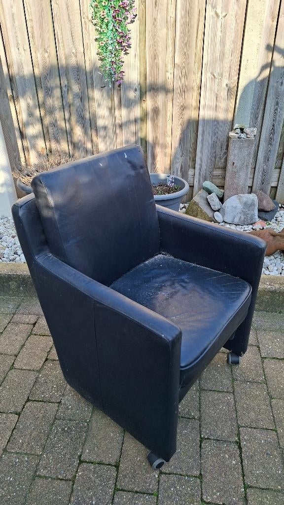 gratis 6 leren eetkamerstoelen, Ophalen, Gebruikt, Zwart, Leer