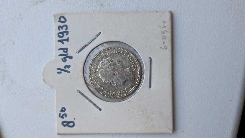 1/2 Gulden 1930 Wilhelmina in kartonnen verpakking, ½ gulden, Verzenden, Zilver, Koningin Wilhelmina