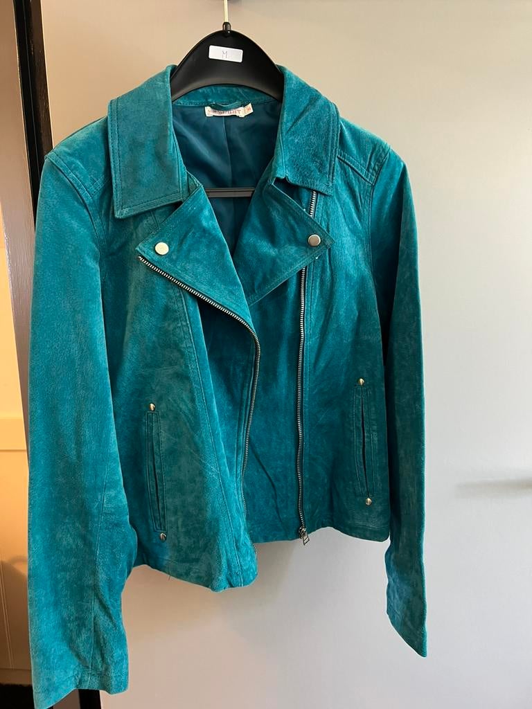 Suede jack model biker maat 44, Ophalen of Verzenden, Zo goed als nieuw, Maat 42/44 (L), Blauw