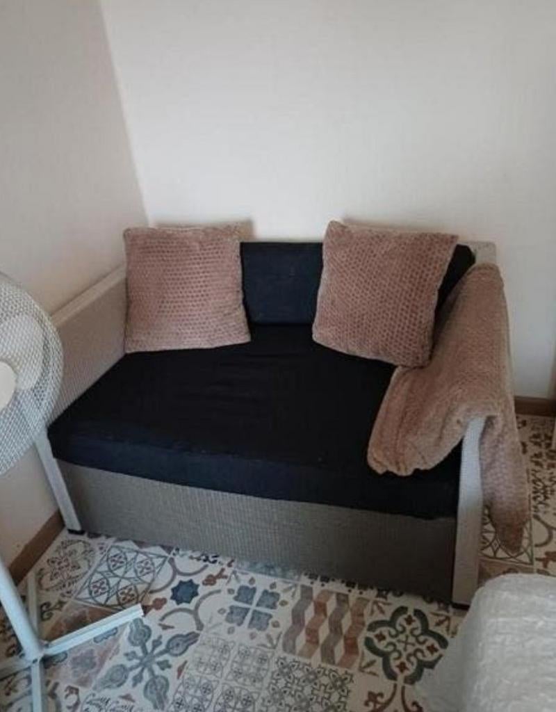 loungebank weaving vlechtwerk rattan loungebankje raffi, Ophalen, Zo goed als nieuw, Kunststof