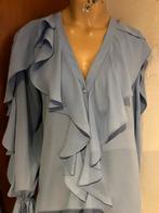 ZARA blouse met roesjes maat L zgan, G, Blauw, G, Maat 42/44 (L)