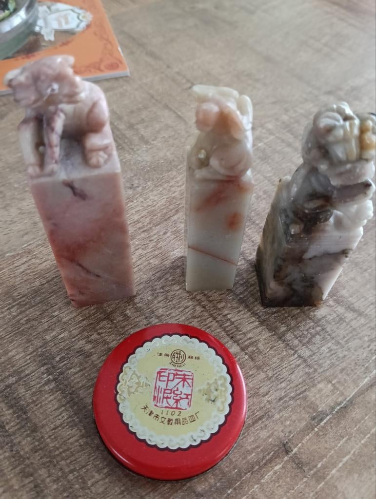 Antieke speksteen stempel - China, Ophalen of Verzenden