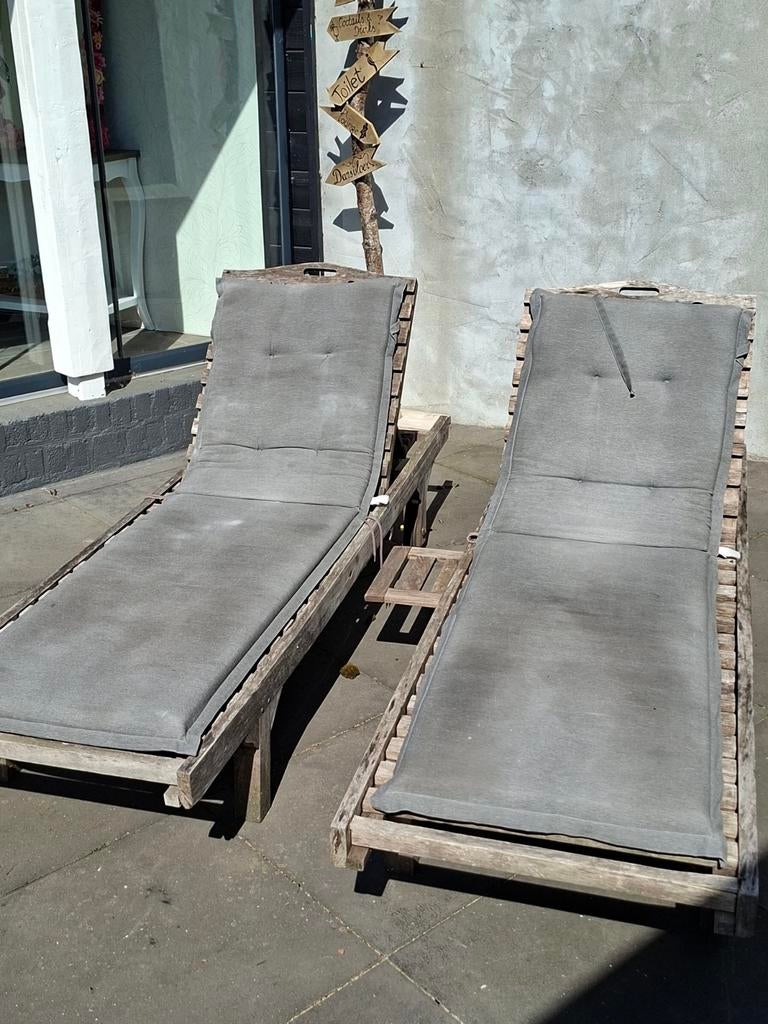 Teakhouten loungebedden / ligbedden - Gebruikt, Ophalen