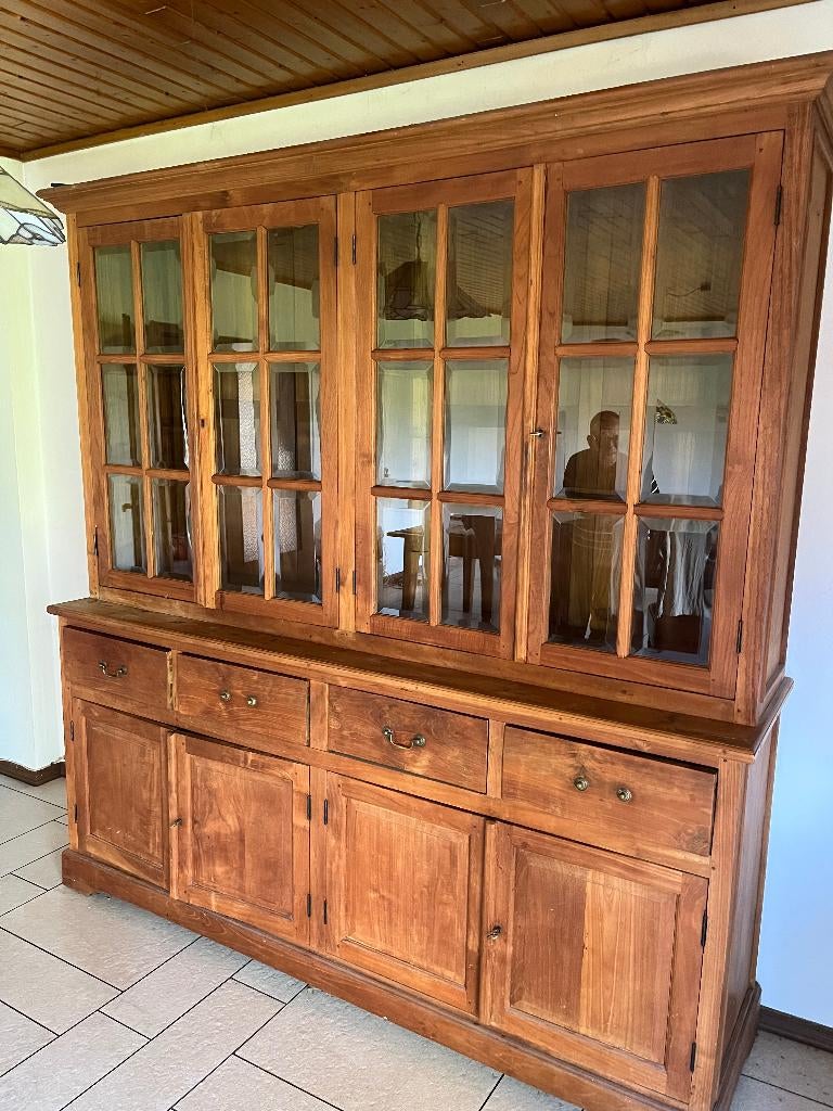 Mooie teak houten kast, Huis en Inrichting, Kasten | Vitrinekasten, Ophalen, Gebruikt, Met deur(en), 200 cm of meer