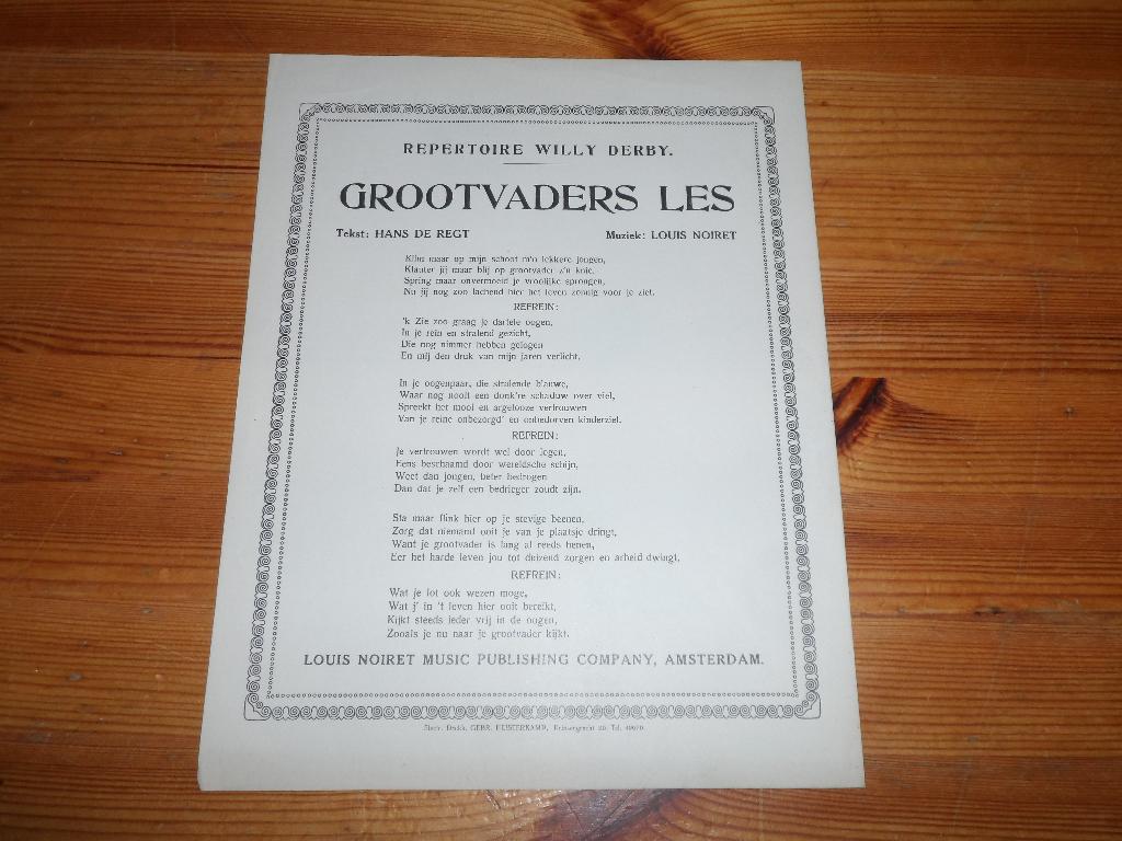 Tekstbladen - Noiret / De Reght / Willy Derby / Zeegers, Ophalen of Verzenden, Gebruikt, Overige typen