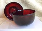 2 Arcoroc glazen schalen, robijn rood., Ophalen of Verzenden, Overige stijlen, Glas, Schaal of Schalen