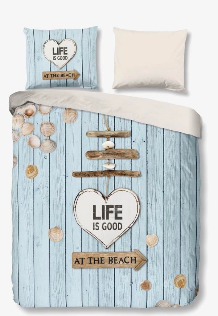 Dekbedovertrek lits jumeaux blauw strand/beach motief, Blauw, Dekbedovertrek, Tweepersoons, Ophalen of Verzenden