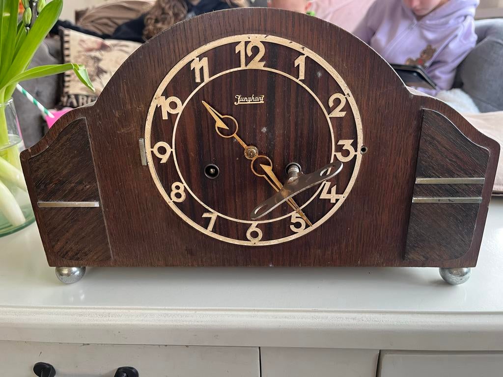Vintage Junghans Pendule - Houten Mantelklok, Ophalen of Verzenden
