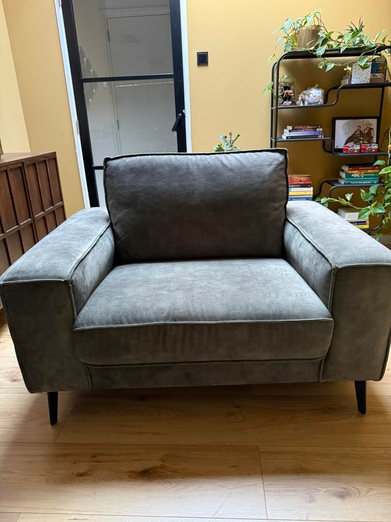 Brede fauteuil Haco Portland Large - groen/grijs - ZGAN, Ophalen, 75 tot 100 cm, Zo goed als nieuw, Stof