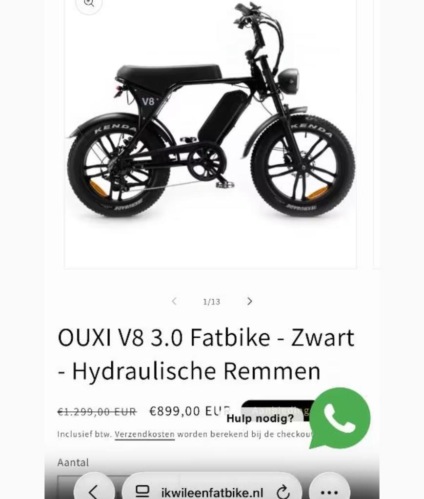 Elektrische fiets fatbike v8, Ophalen of Verzenden, Zo goed als nieuw, Overige merken