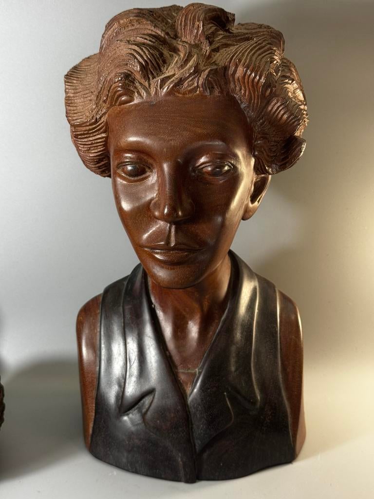 Houten buste Balinees vrouw Art Deco-, Ophalen of Verzenden