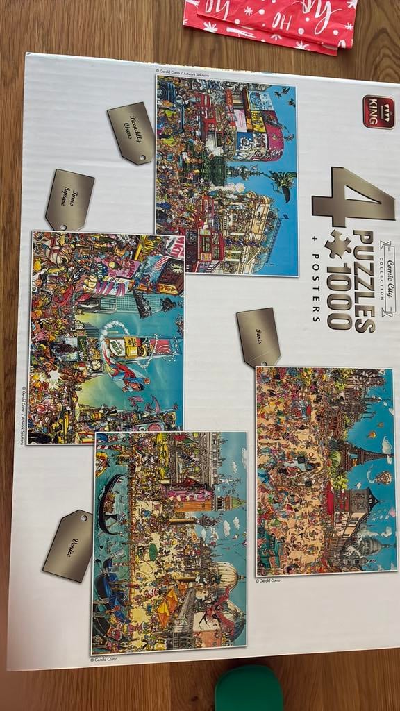 4 king puzzels in een doos 1000 st per puzzel, Hobby en Vrije tijd, Ophalen of Verzenden, 500 t/m 1500 stukjes, Gebruikt