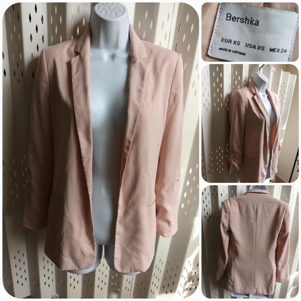 Bershka loose fit gevoerde blazer colbert lichtroze XS/S, Jasje, Roze, Gedragen, Bershka