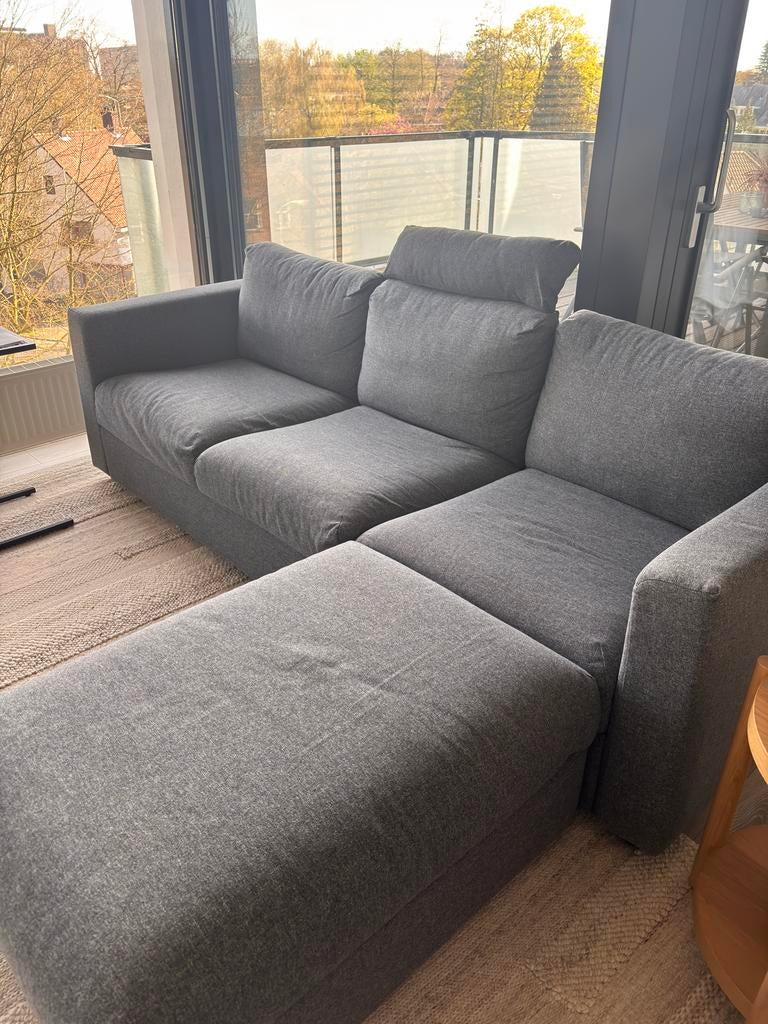 Ikea VIMLE 3-zitsbank met voetenbank en hoofdsteun, Ophalen, Driepersoons, 75 tot 100 cm, Zo goed als nieuw