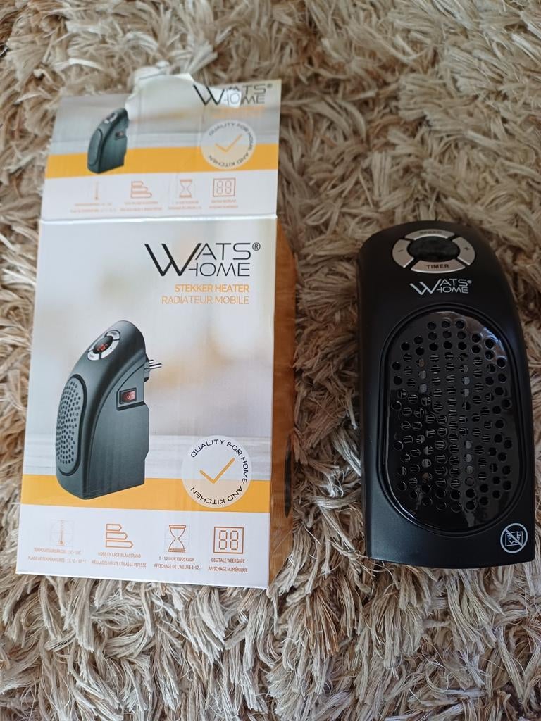 WATS HOME Stekker Heater - Compacte Mobiele Radiator, Doe-het-zelf en Verbouw, Minder dan 30 cm, Kachel, Minder dan 60 cm, Ophalen of Verzenden