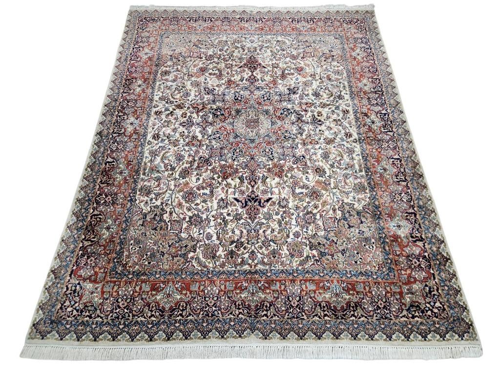Handgeknoopt oosters wol Tabriz tapijt medallion 198x255cm, Persian Perzisch vintage oosters hype, 150 tot 200 cm, 200 cm of meer