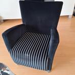 Zwarte fauteuil met gestreepte zitting, Huis en Inrichting, Ophalen, Minder dan 75 cm, Zo goed als nieuw, Stof