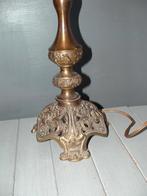 Mooie vintage schemerlamp lamp met zware ijzeren voet, Gebruikt, 25 tot 50 cm, Rond, Ophalen of Verzenden