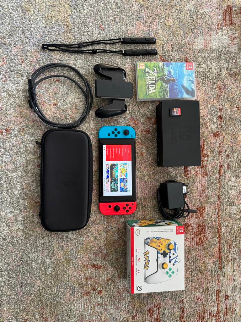 Nintendo Switch, 3 games, controller en accessoires, Ophalen, Switch Original, Met 3 controllers of meer, Gebruikt