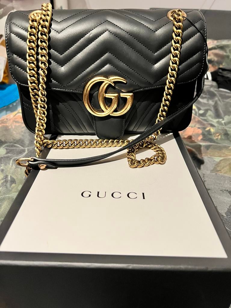 Nieuwe Gucci Marmont GG schoudertas zwart, Ophalen of Verzenden, Nieuw, Zwart, Schoudertasje