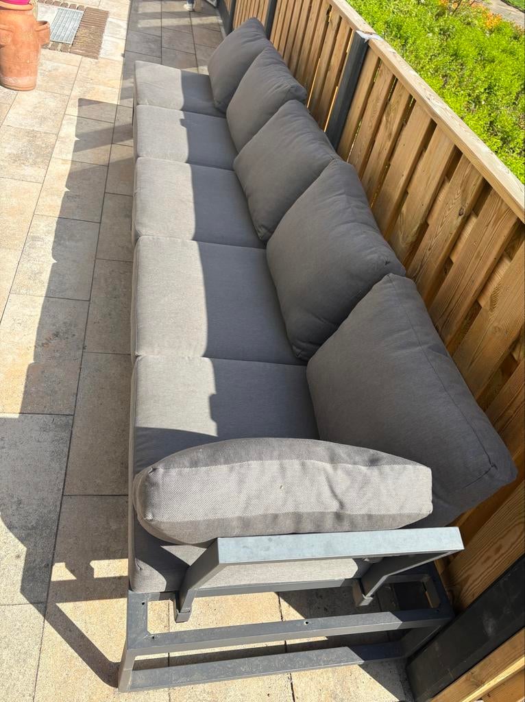 Comfortabele loungeset bank - Ideaal voor buiten, 4 zitplaatsen, Gebruikt, Aluminium, Ophalen of Verzenden