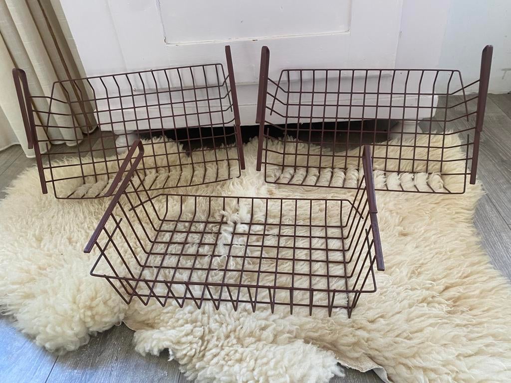 Vintage Tomado draadmanden, plankmandjes, hangmand jaren ‘70, Huis en Inrichting, Woonaccessoires | Schalen en Manden, Zo goed als nieuw