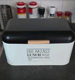 Broodtrommel zwart/wit met opschrift, Ophalen, Zo goed als nieuw