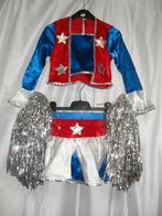 Leuke Cheerleaders + Pompoms outfit mt 128, Ophalen of Verzenden, Zo goed als nieuw, 122 t/m 128, Meisje