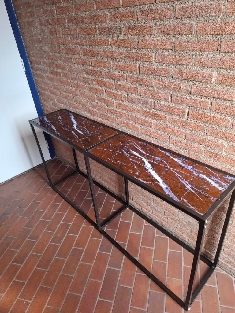 Sidetable met glas platen, 100 tot 150 cm, Ophalen of Verzenden, Glas, 25 tot 50 cm