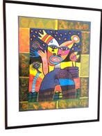 Clemens Briels grote ingelijste zeefdruk (Dos Gardenias...), Antiek en Kunst, Ophalen