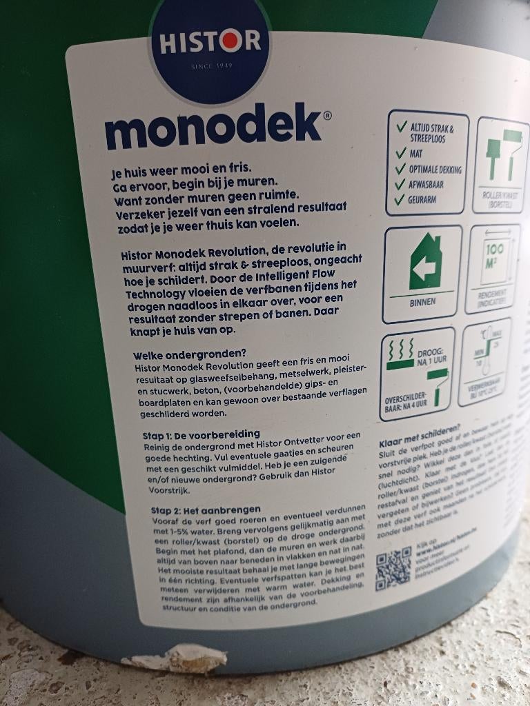 monodek Histor RAL 9016, Ophalen, Wit, Nieuw, Verf