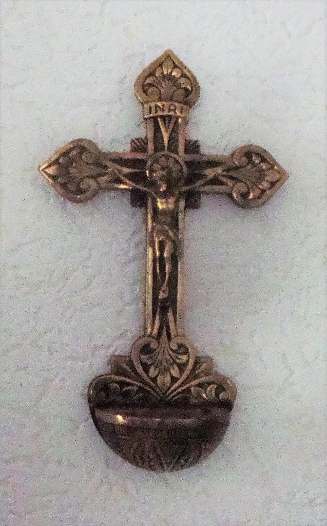 kruishanger met wijwater bakje Frankrijk 1900, Antiek en Kunst, Antiek | Religie, Ophalen of Verzenden