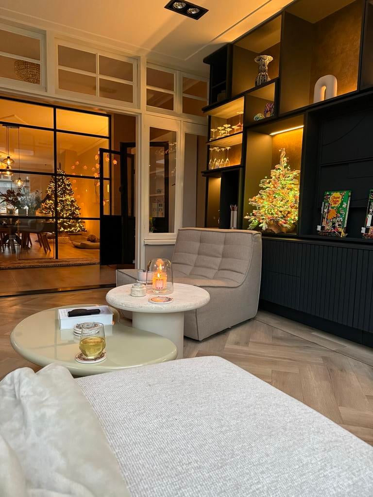 Travertin salontafel / bijzettafel van Furnified, Huis en Inrichting, Tafels | Salontafels, Ophalen, Overige materialen, 50 tot 100 cm